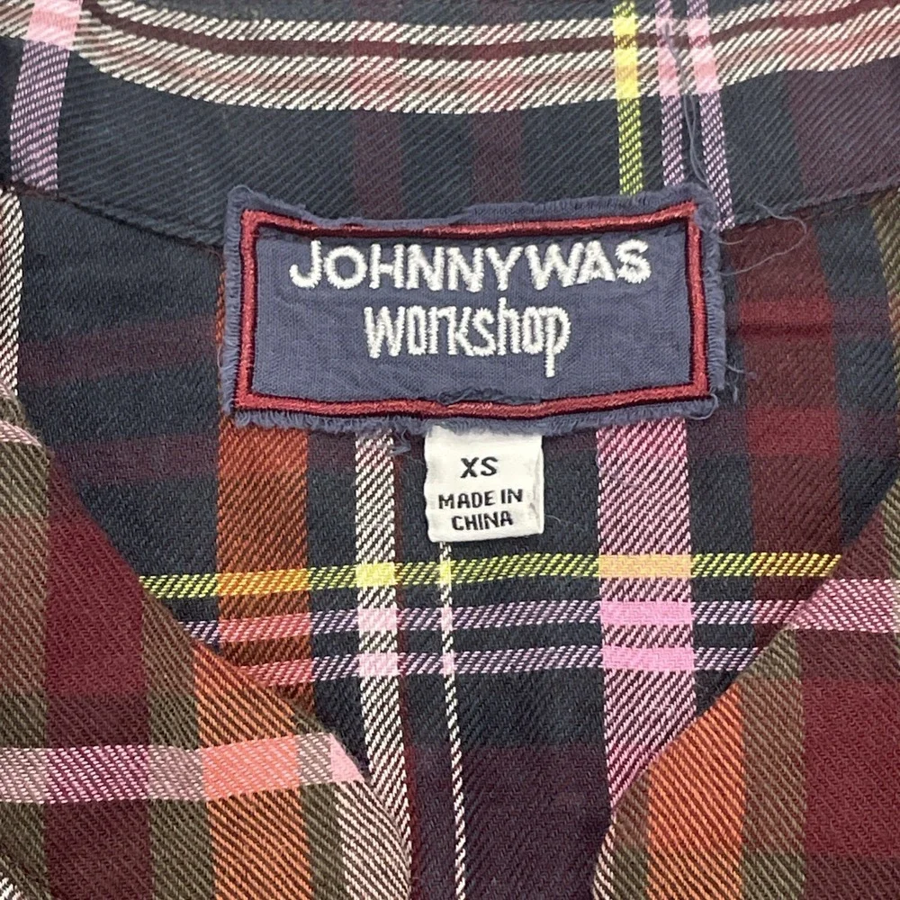 Johnny Was Top Rosalva Paris Blouse Plaid Embroidered Workshop Boho Women's XS